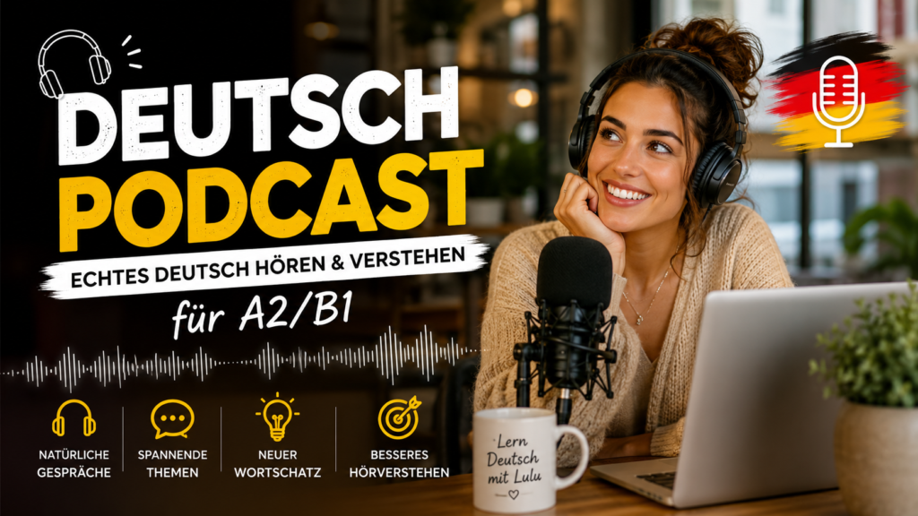 Deutsch Podcast für A2/B1 mit echten Gesprächen über Alltag, Arbeit und Kultur. Verbessere dein Hörverstehen mit natürlichem Deutsch.